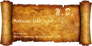 Maksay Dávid névjegykártya