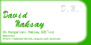 david maksay business card